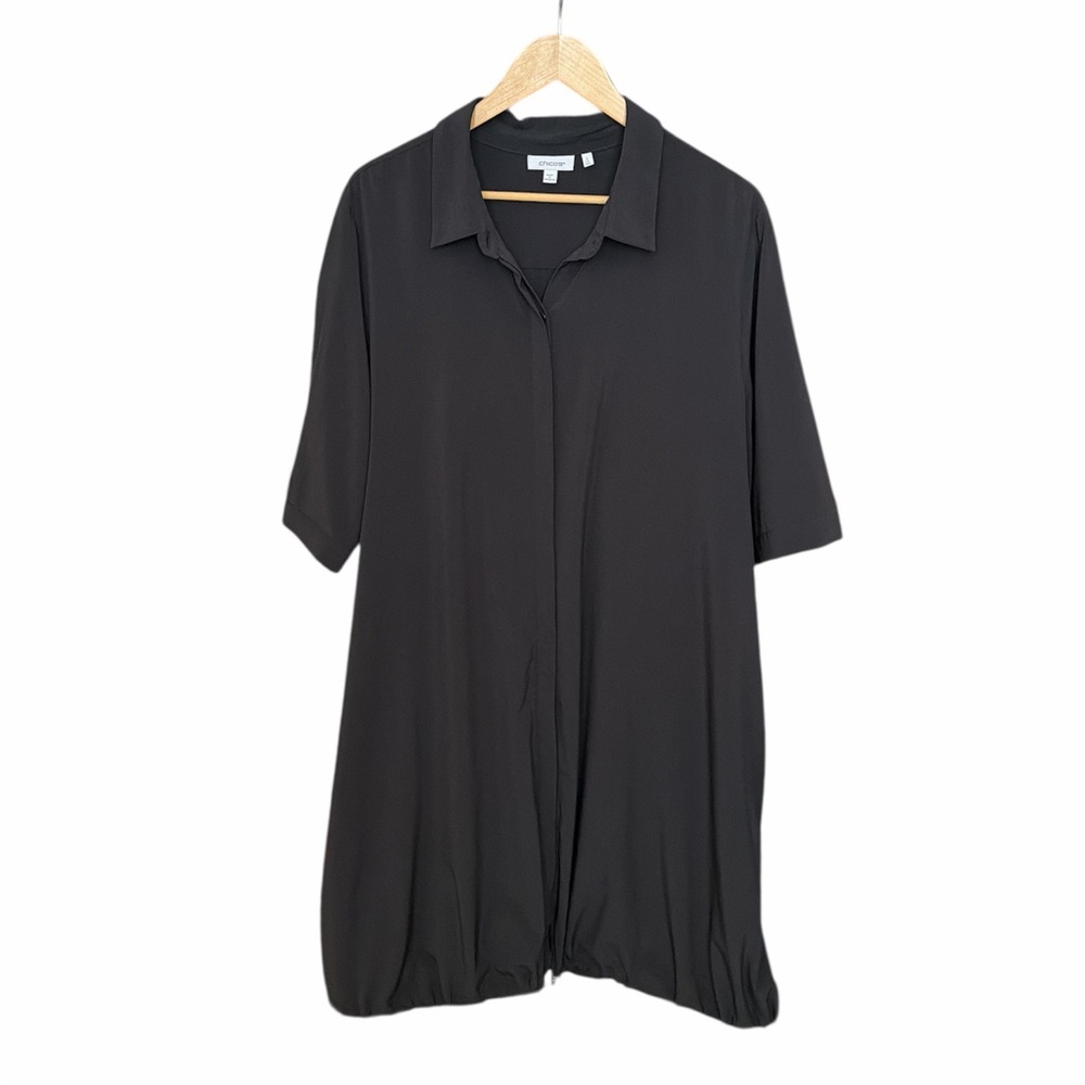 Chicos black cinched dress size XXL / 4 LBD stretch lightweight comfort casual
